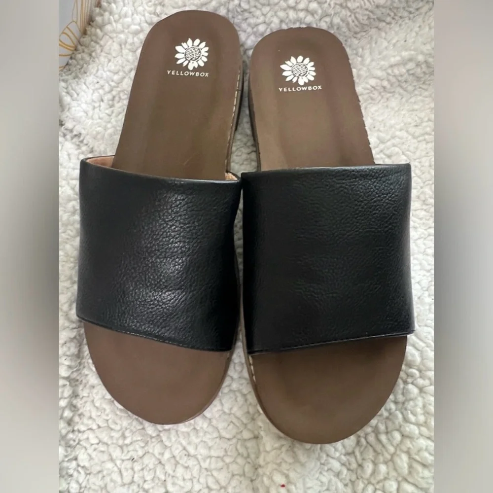 Yellow Box Black Slide Sandals for Women - Picture 5 of 6